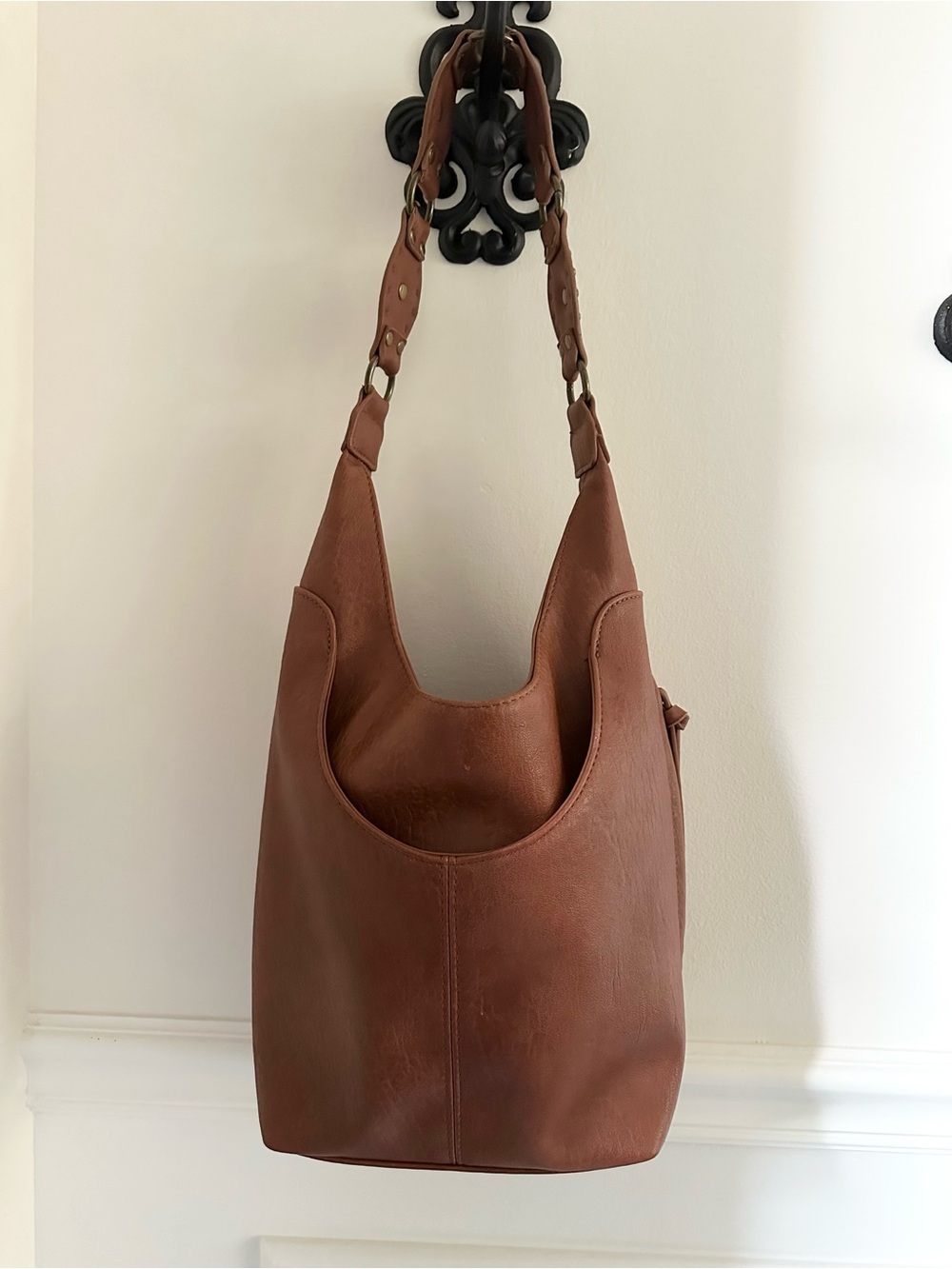 Like New Antik Kraft Hobo Shoulder Bag in Brown with Concho Shoulder Strap